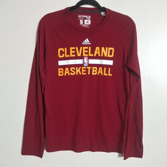 Adidas Cleveland Cavaliers Basketball Climalite Long Sleeve Shirt Maroon Small - Picture 1 of 5